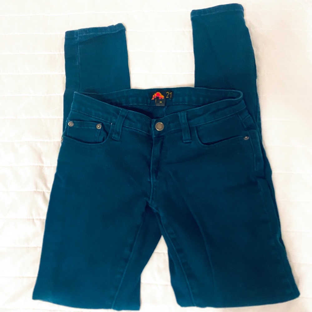 Forever 21 Teal Blue Green Denim Skinny Jeans